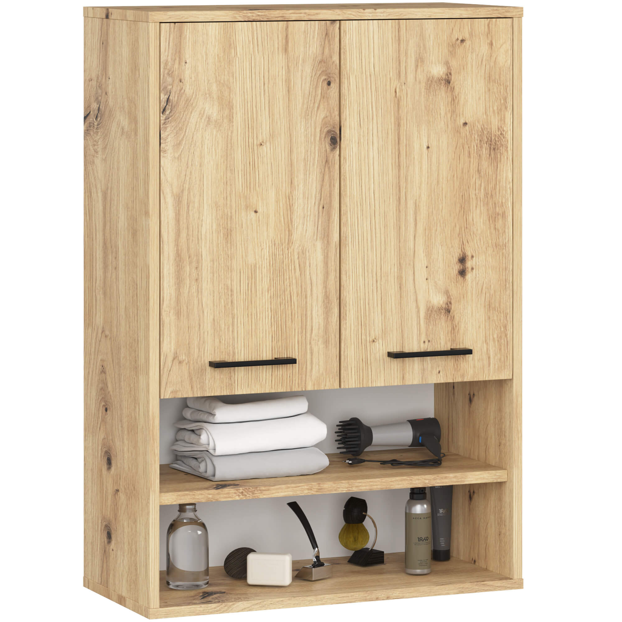Szafka łazienkowa wisząca AKORD FIN Dąb Artisan 64 cm 2 drzwi 4 półki 64x30x94 cm