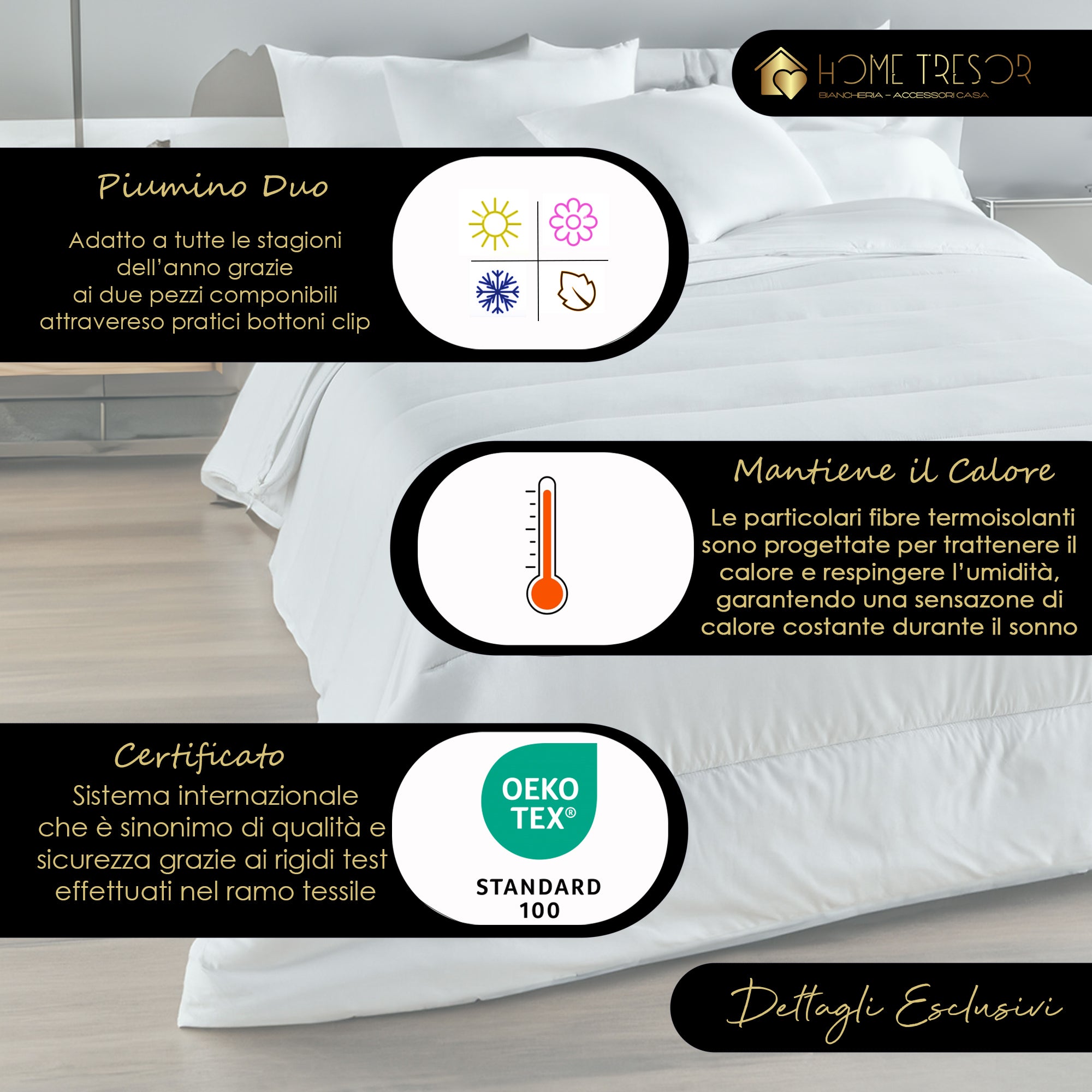 Piumino Singolo 4 Stagioni, Piumone Doppio Invernale in Calda Morbida Microfibra Anallergica 155 x 200cm - 2