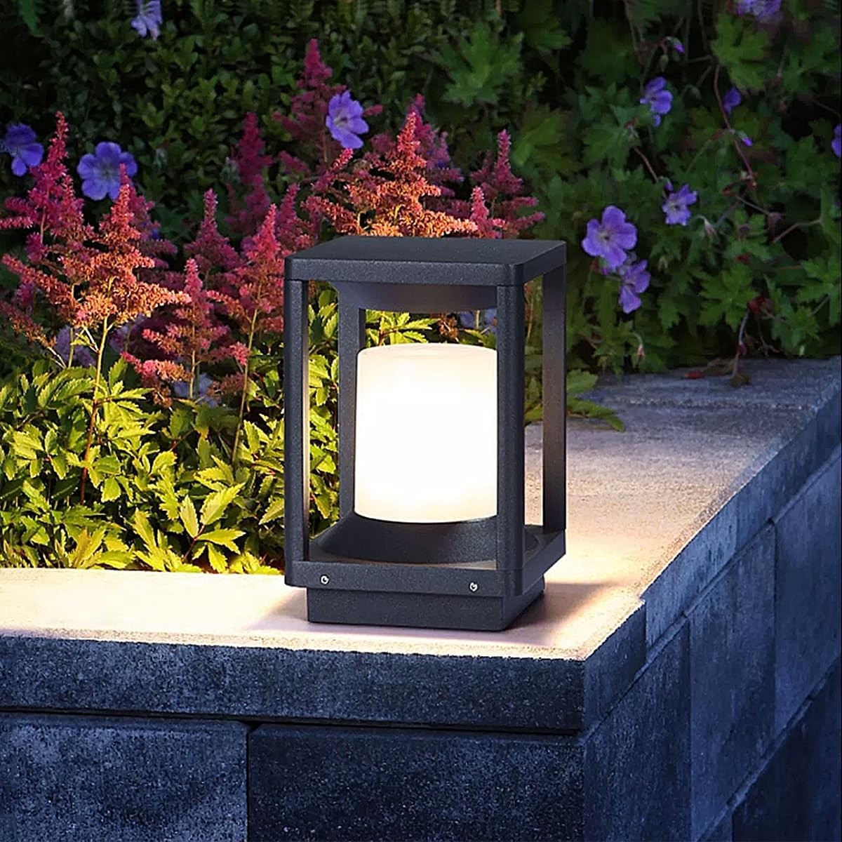 Lampadaire d'extérieur, éclairage de jardin étanche IP65, douille E27, convient pour jardin, allée, pelouse (noir/F) [Classe énergétique F] - 4