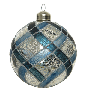 20 palline di Natale in vetro blu assortite, assortimento di decorazioni natalizie in vetro dipinte a mano, decorazioni per l'albero di Natale in vetro dipinte a mano - Italia
