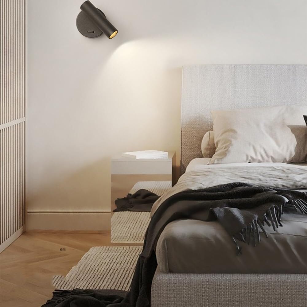 Applique murale LED 5 W orientable (Noire) — Lampe de lecture avec interrupteur, raccordement direct — Luminaire pour chambre, bureau, chevet ou hôtel - 3