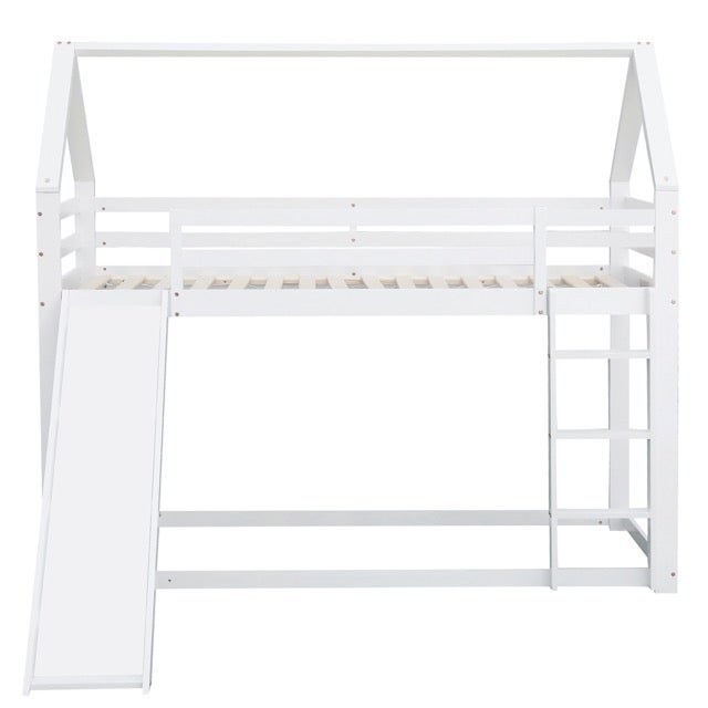 Lit cabane enfant avec toboggan et échelle, bois blanc, 90 x 200 cm | Leroy Merlin