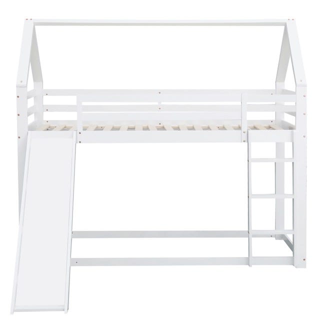 Lit cabane enfant avec toboggan et échelle, bois blanc, 90 x 200 cm | Leroy Merlin