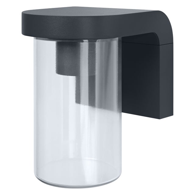 OSRAM Applique extérieure E27 verre clair, design moderne en aluminium gris foncé, protection IP44, antichoc IK03, applique pour terrasse et balcon