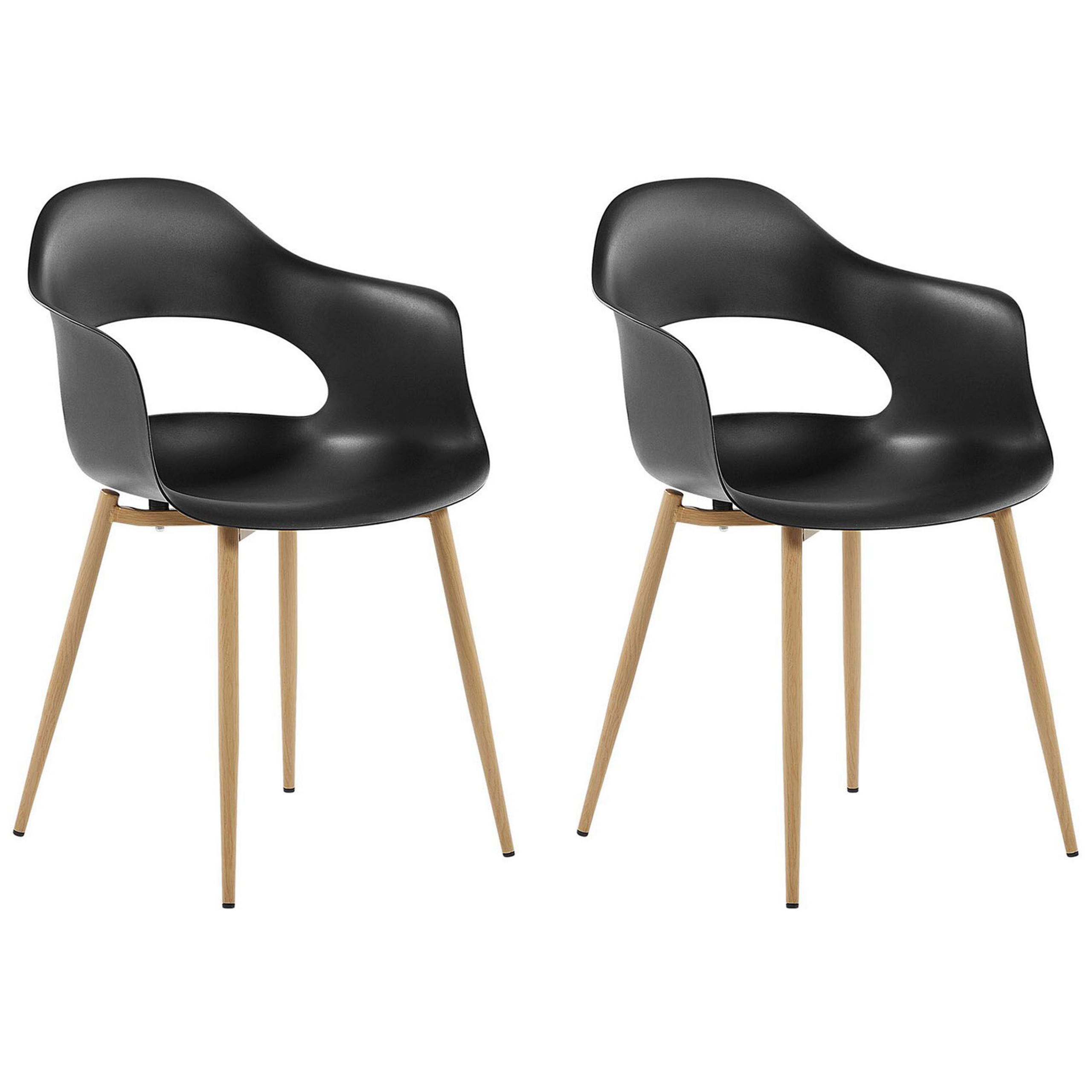 2 Chaises Design De Cuisine En Plastique PP Style Bois Noir - Neuf