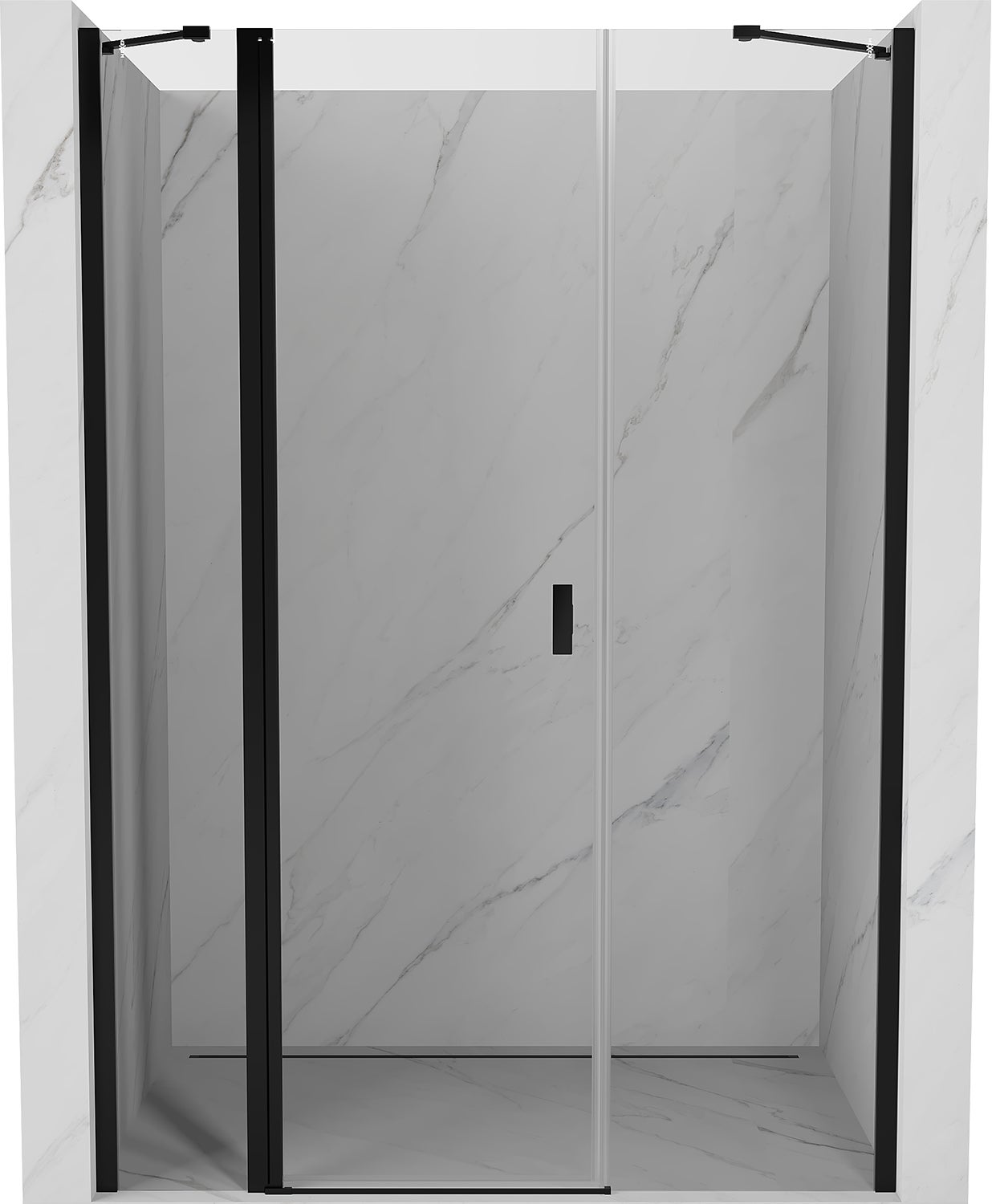 Mexen Mist drzwi prysznicowe uchylne 160 cm, transparent, czarne - 8A4-160-001-70-00