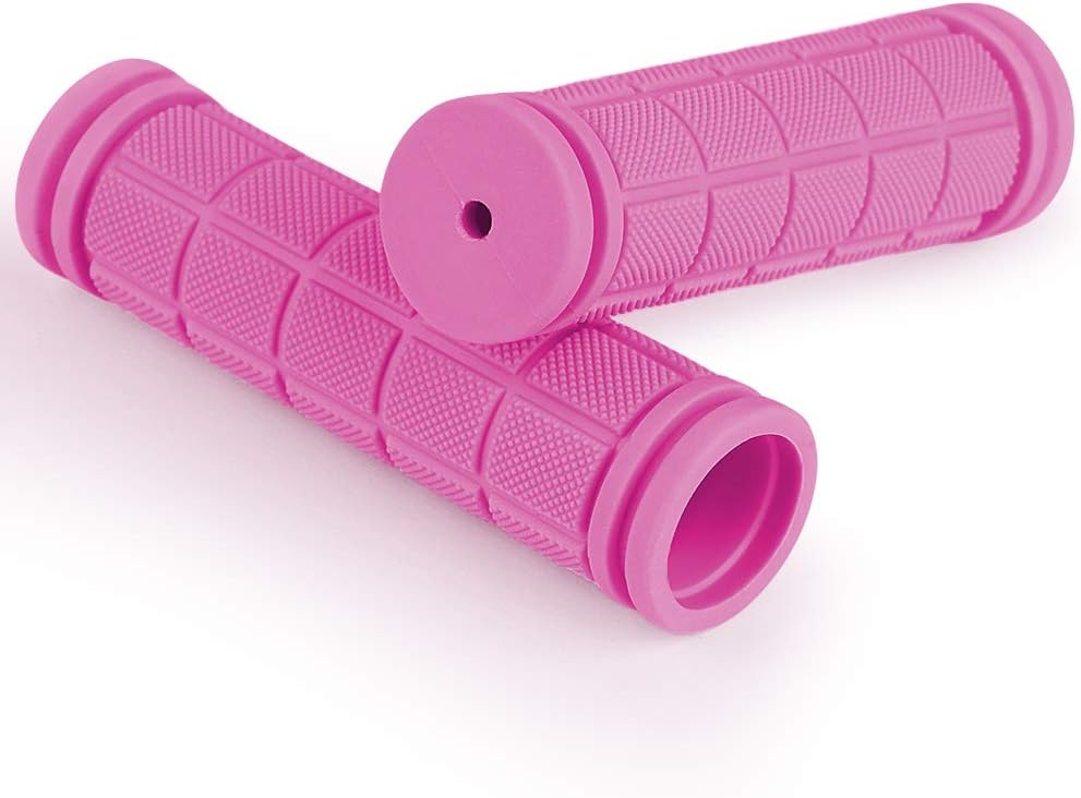 Ergonomiczne chwyty rowerowe z miękkiej, antypoślizgowej gumy w kolorze różowym