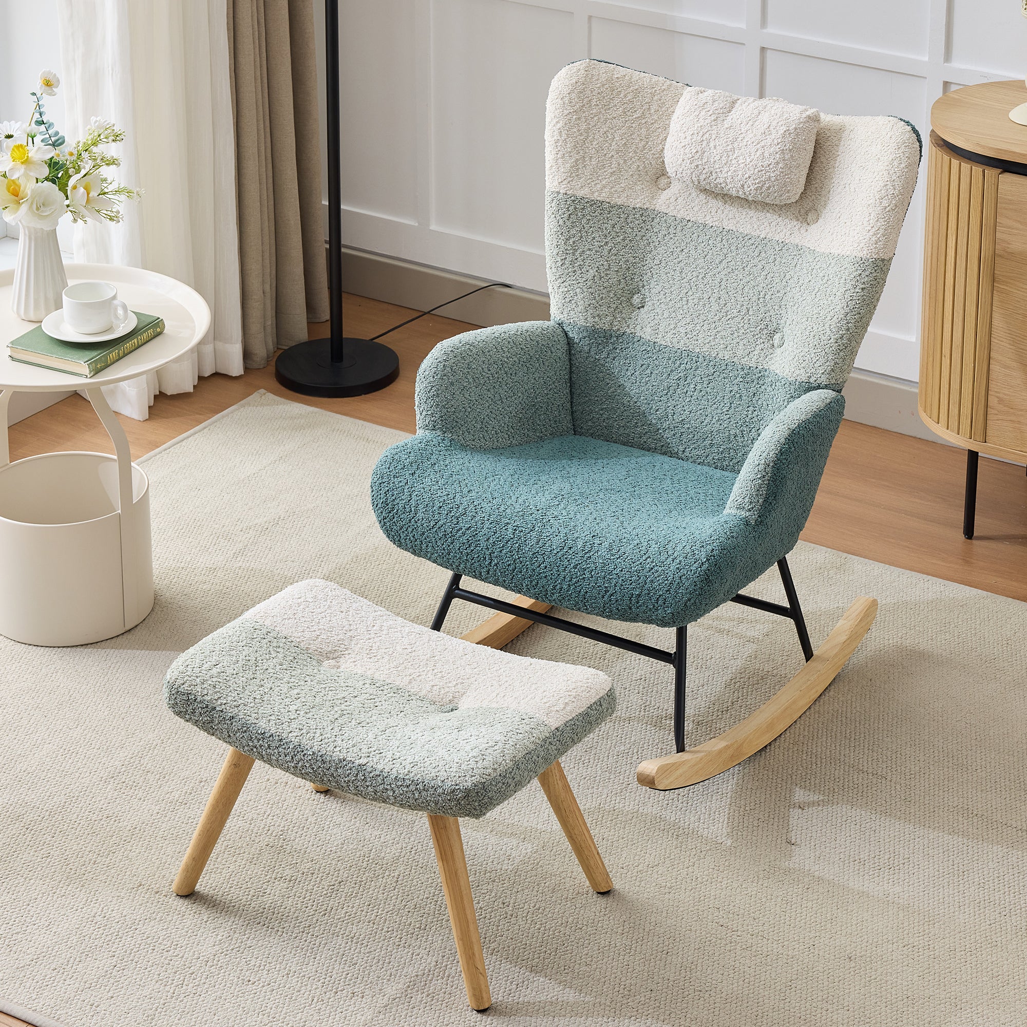 Fotel bujany - Kolorowy patchwork w paski - Klamra - Wielokolorowy - 2