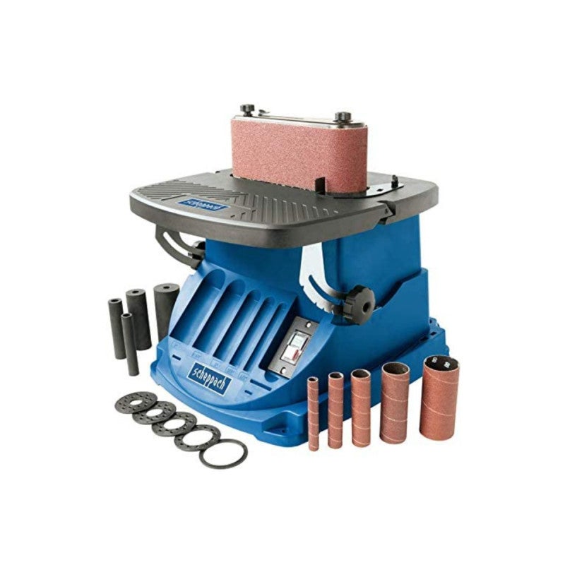 Smerigliatrice Oscillante Scheppach OSM600 450W, Inclinabile 45°, Con 5 Manicotti Abrasivi E Rulli In Gomma