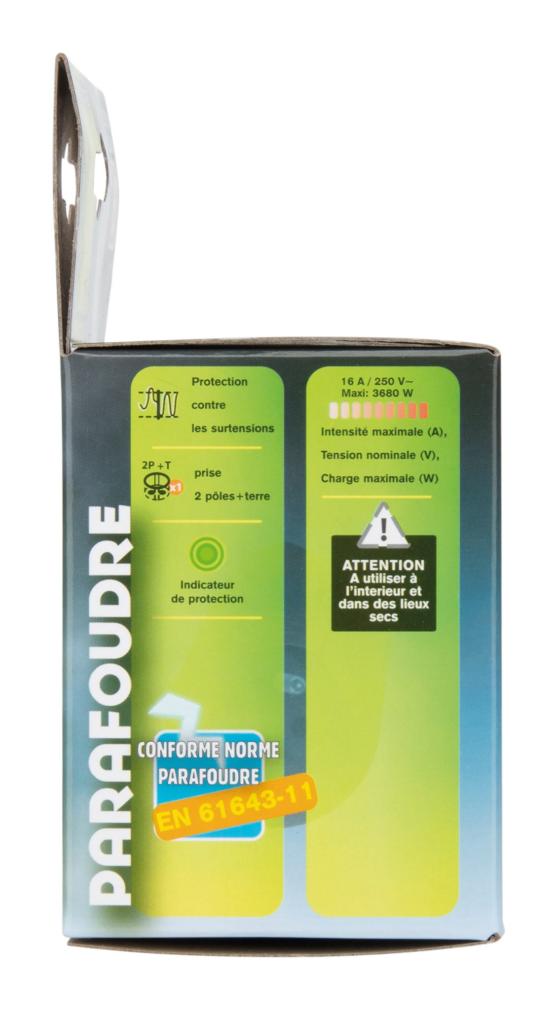 Parafoudre 1 prise simple - Noir - Zenitech - 6