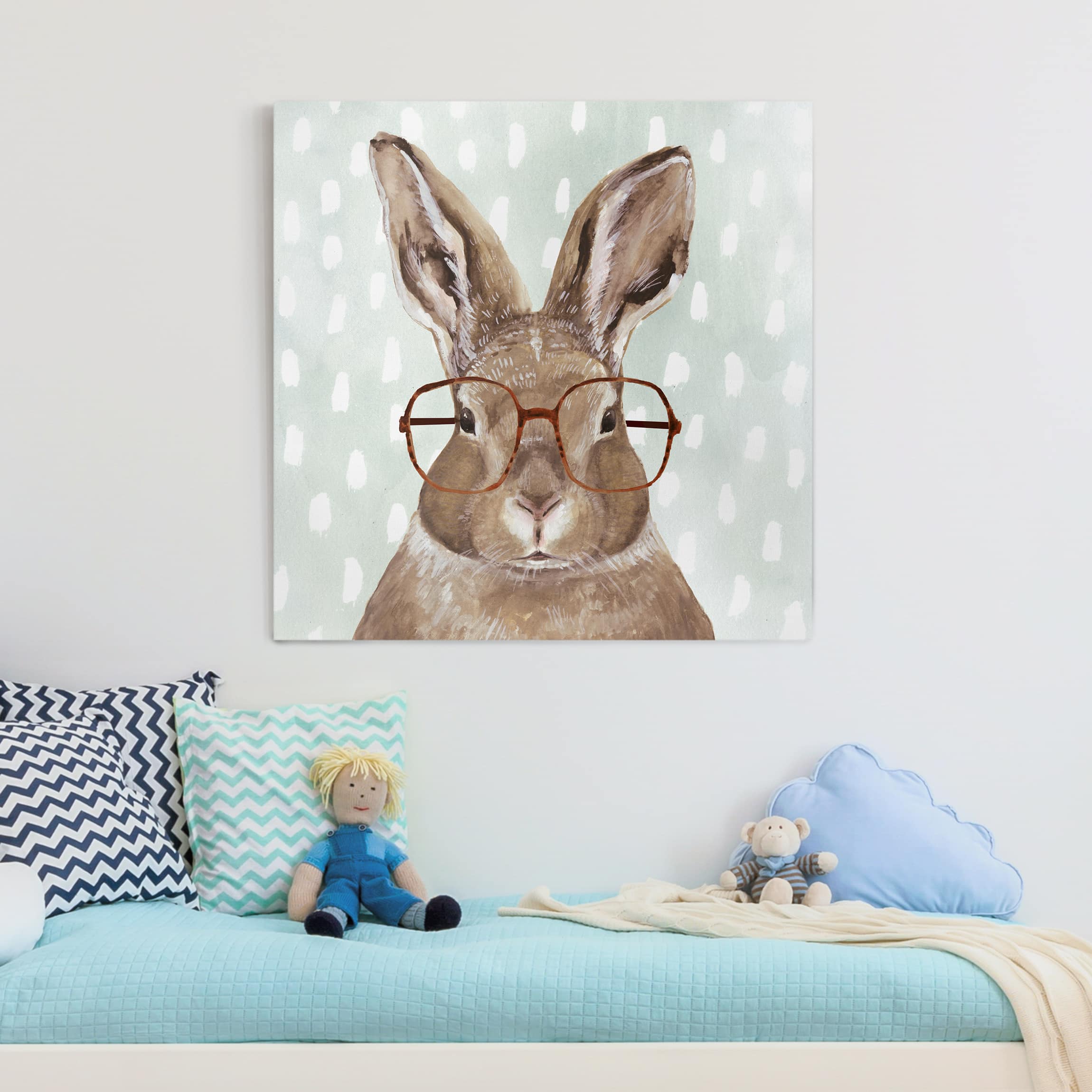 Impression sur toile tableau sur toile châssis marron enfants illustration animaux 267 chambre enfant chambre fillette chambre bébé 50x50 cm - 3