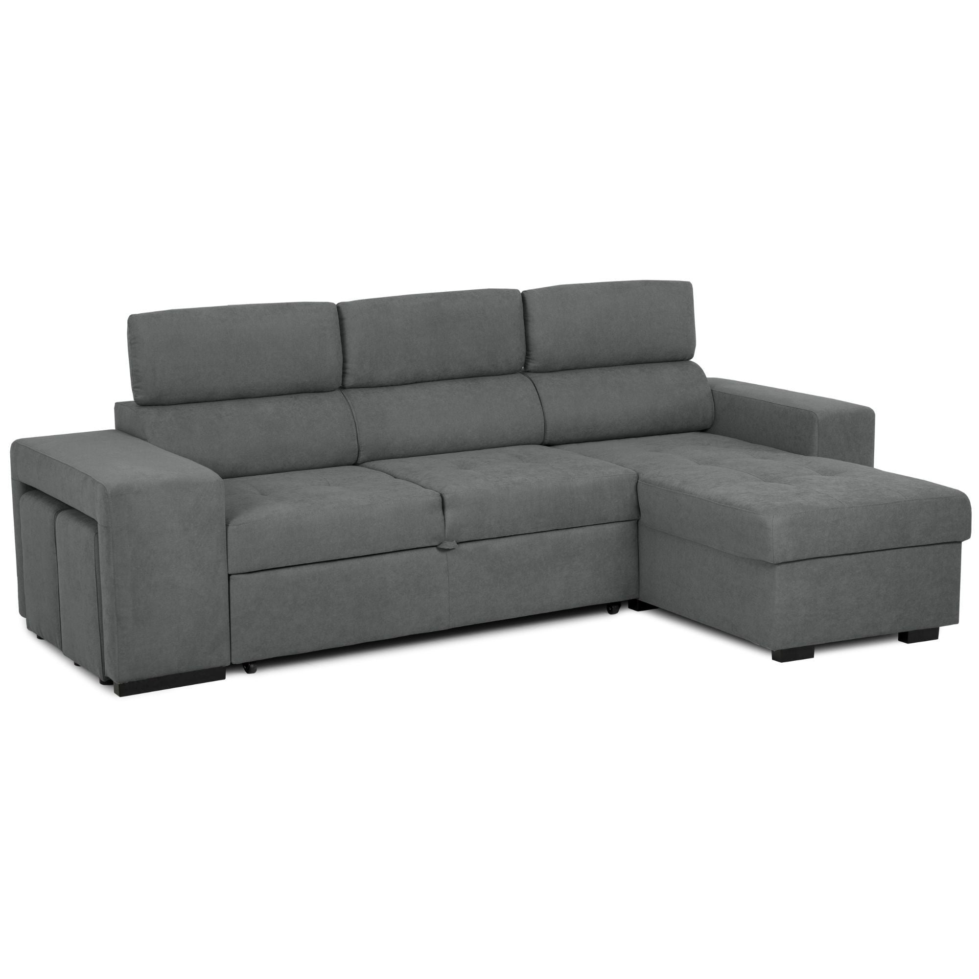 BUDWING John Divano Letto Grigio Scuro a Posti con Chaise
