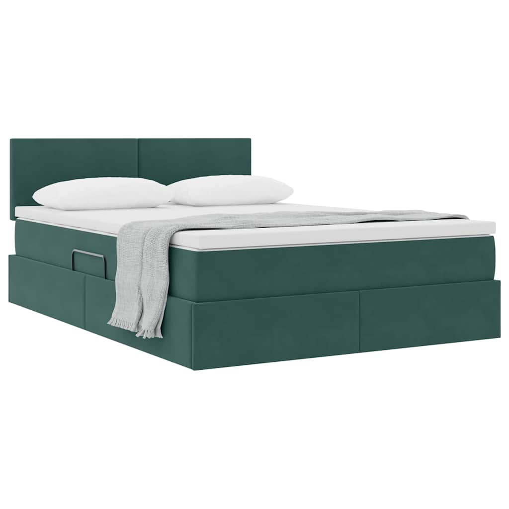 Lit avec rangement, vert foncé, 140 x 200 cm, en velours - 3