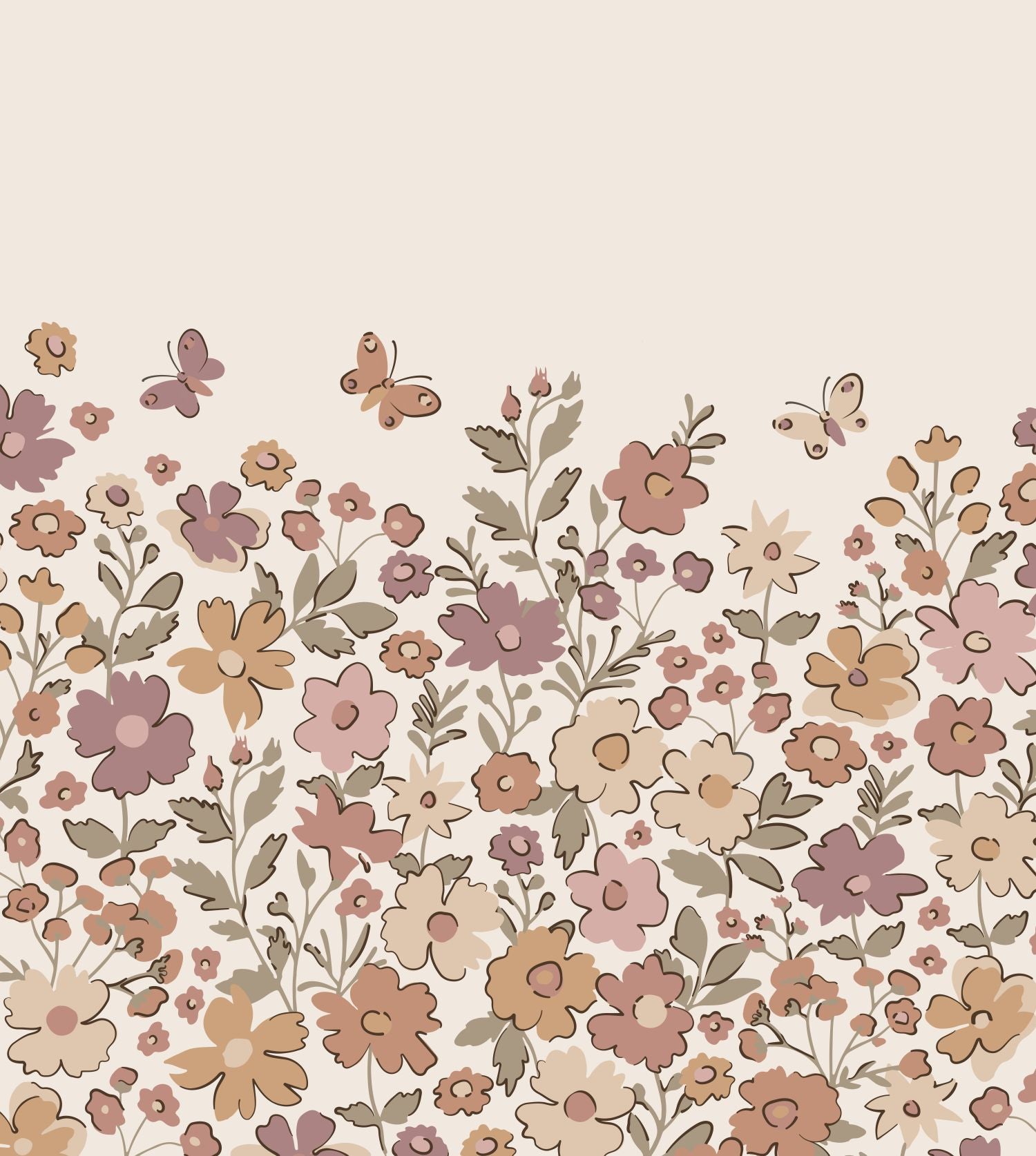 Fototapeta kwiaty fioletowego mauve,szaro zielonymIterakota - 2.5 x 2.79 m - ESTAHOME