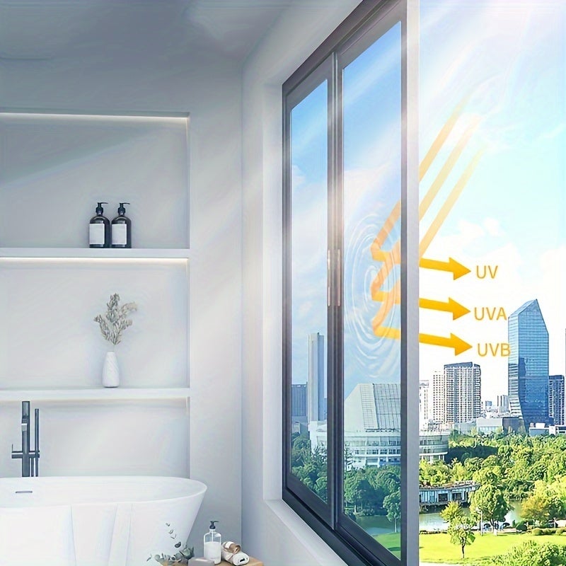 Lot de 2 films isolants de protection solaire pour fenêtre, film de confidentialité anti-ultraviolet, couleur argent, 50 cm x 6 m - 5