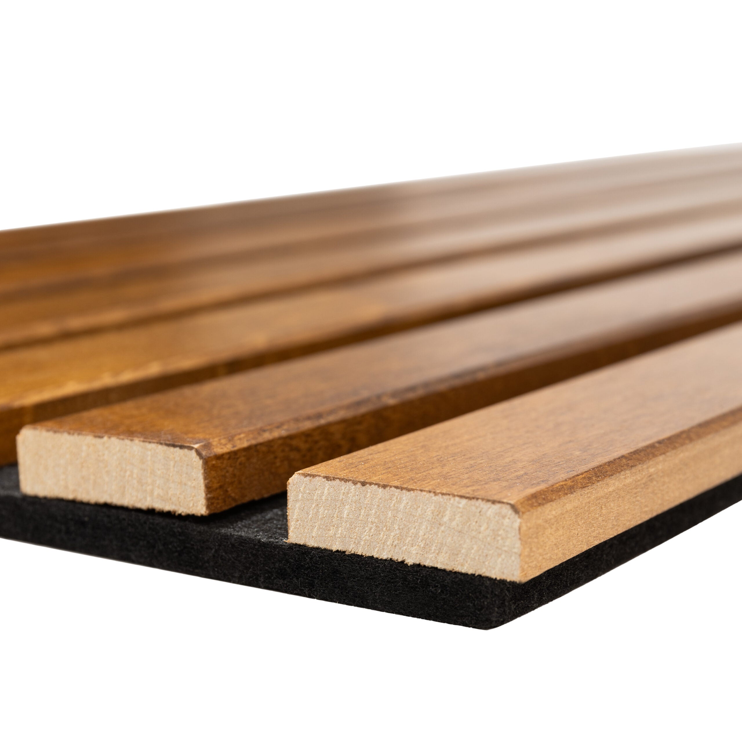 Panneau Tasseau Acoustique en Bois - 20x60cm - Lattes 40mm, Support en Feutre Noir - 8