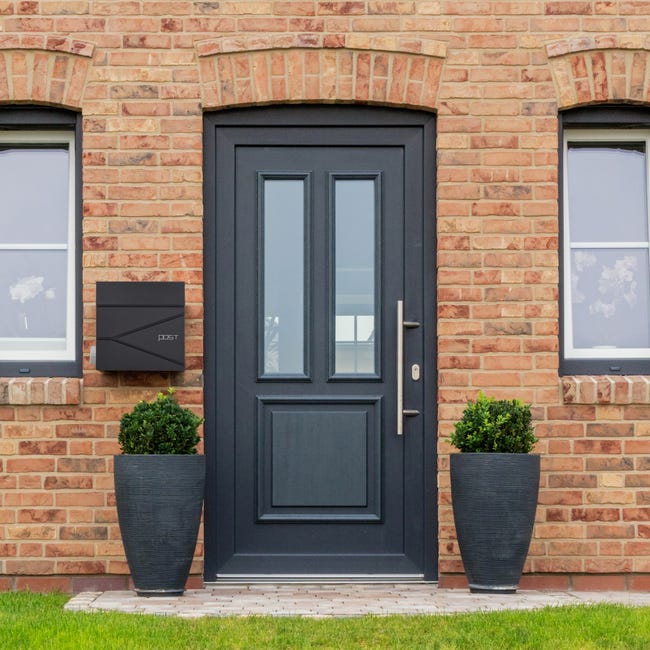 Cassetta Della Posta Moderna Con Portagiornali - Acciaio Nero 37x37x11 Cm, Chiusura A Chiave - Foto 2