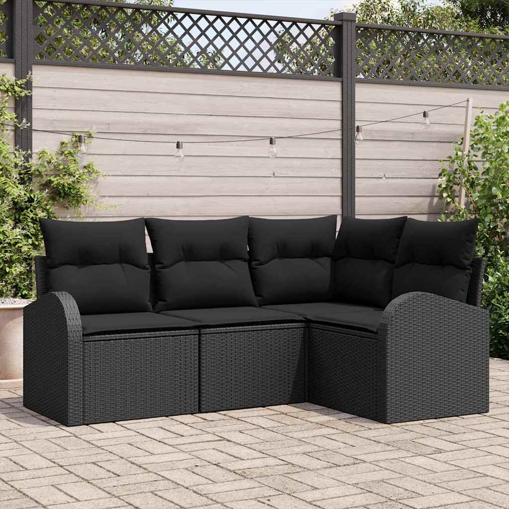 Zestaw Sof na Ogród 4 pcs Czarny polirattan vidaXL