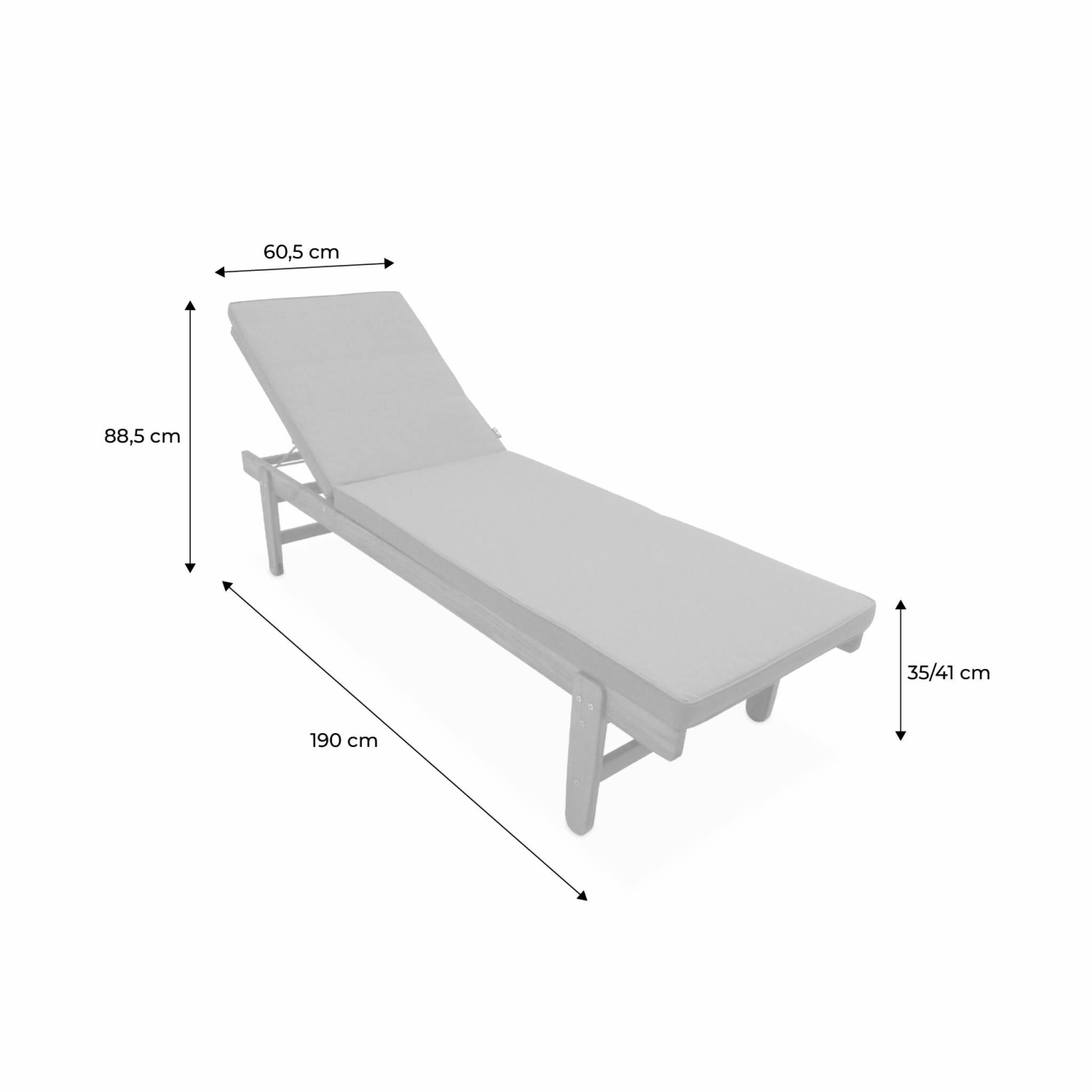 Set de 2 bains de soleil en Acacia – AREQUIPA – Transats avec coussins beige et roulettes. multi positions AREQUIPA - 3