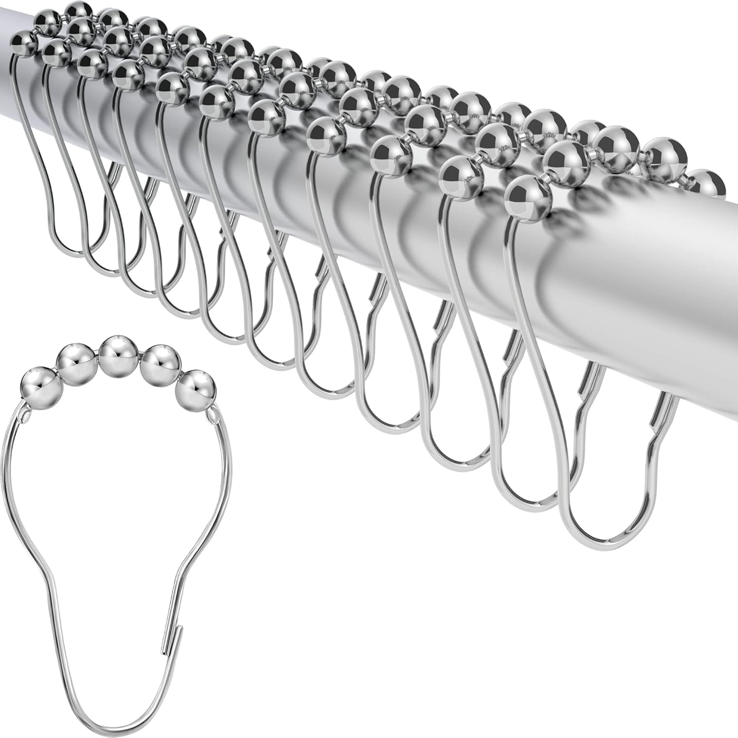 Spirella Lot de 12 anneaux pour rideaux de douche C-MINOR Noir