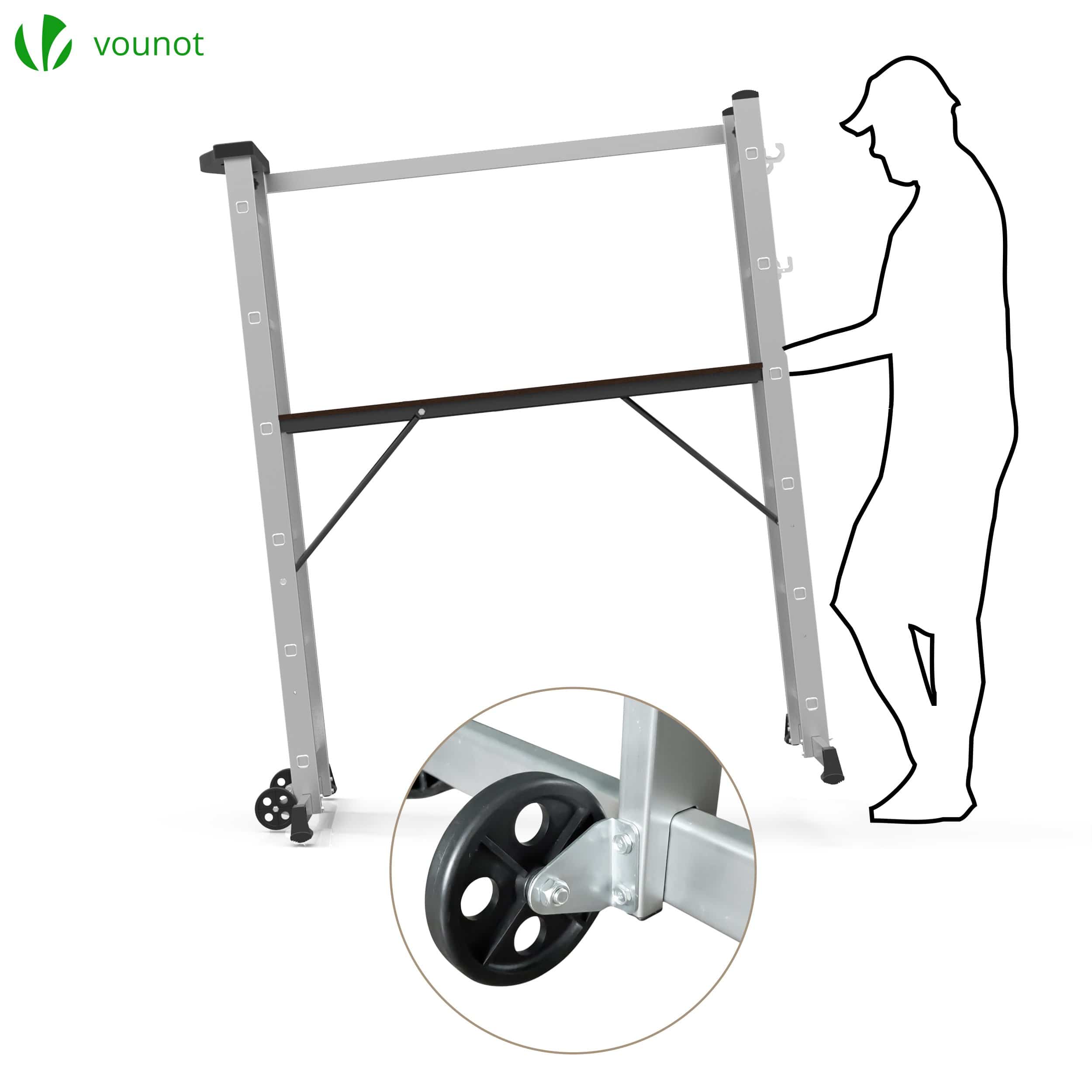 Échafaudage roulant 3 en 1 - échelle escabeau et plateforme de travail - aluminium - hauteur ajustable max 270cm - VOUNOT® - 6