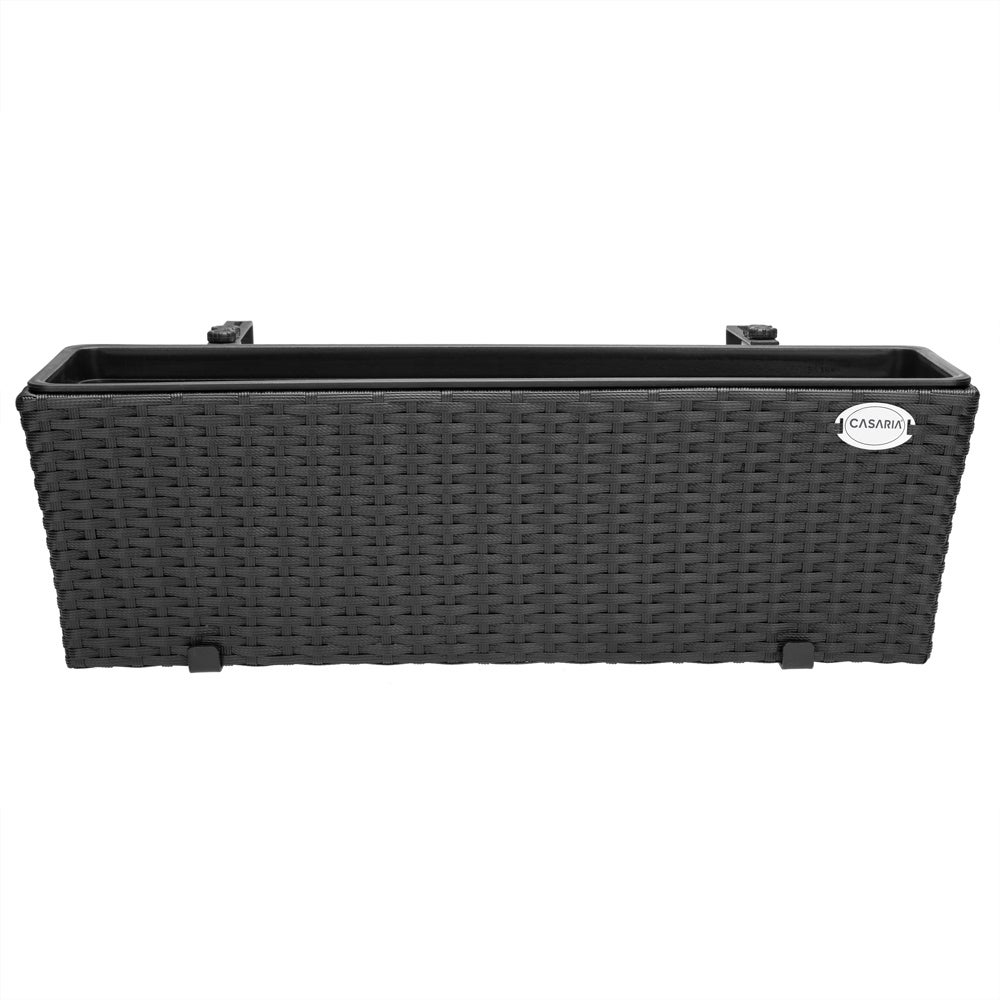 2x Bac à fleurs 11 litres support de montage intérieur extérieur jardinière pot de fleurs décoration balcon terrasse noir - 5