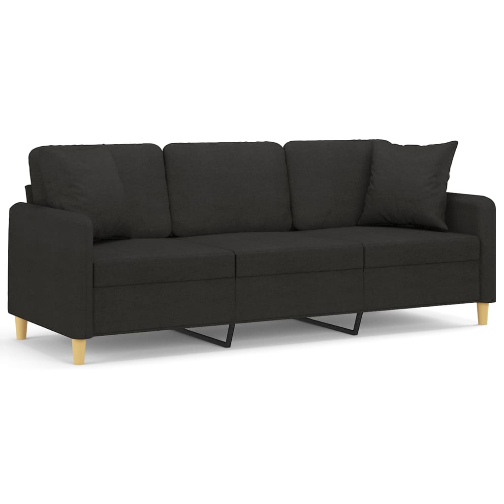 Sofá de 3 plazas | sofá de salón | sofá de descanso con cojines tela negro 180 cm cfw86738