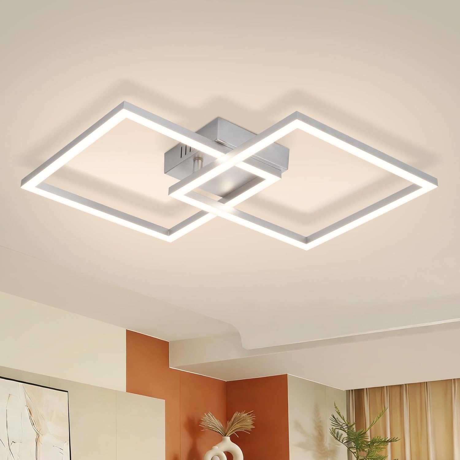 Lampa sufitowa LED Nettlife do kuchni – 20 W, ciepła biel 3000 K, nowoczesna, obrotowa lampa do sypialni w kolorze srebrnym