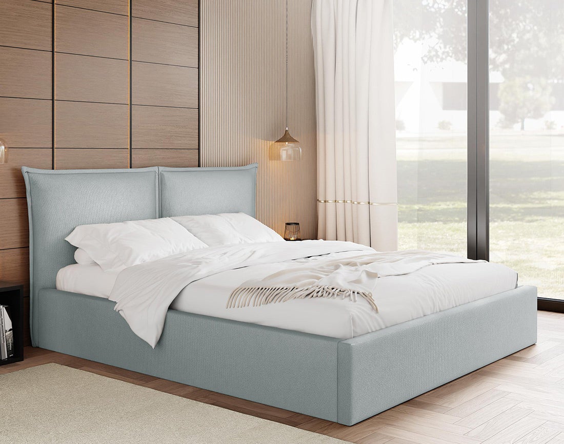 Lit coffre en MDF cm gris clair - JOHN - Best Mobilier | Leroy Merlin