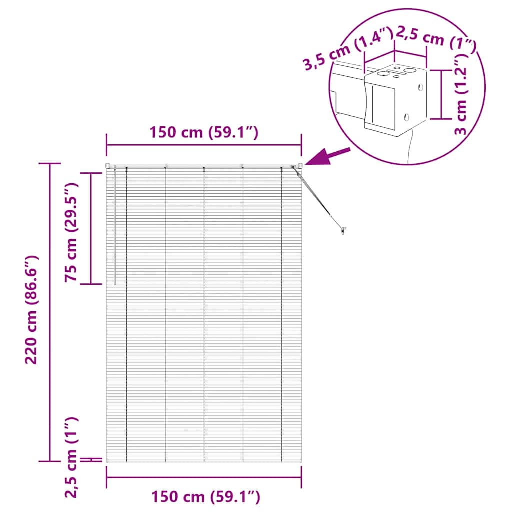 Stores vénitiens Gris foncé 220x150cm Aluminium vidaXL - 3