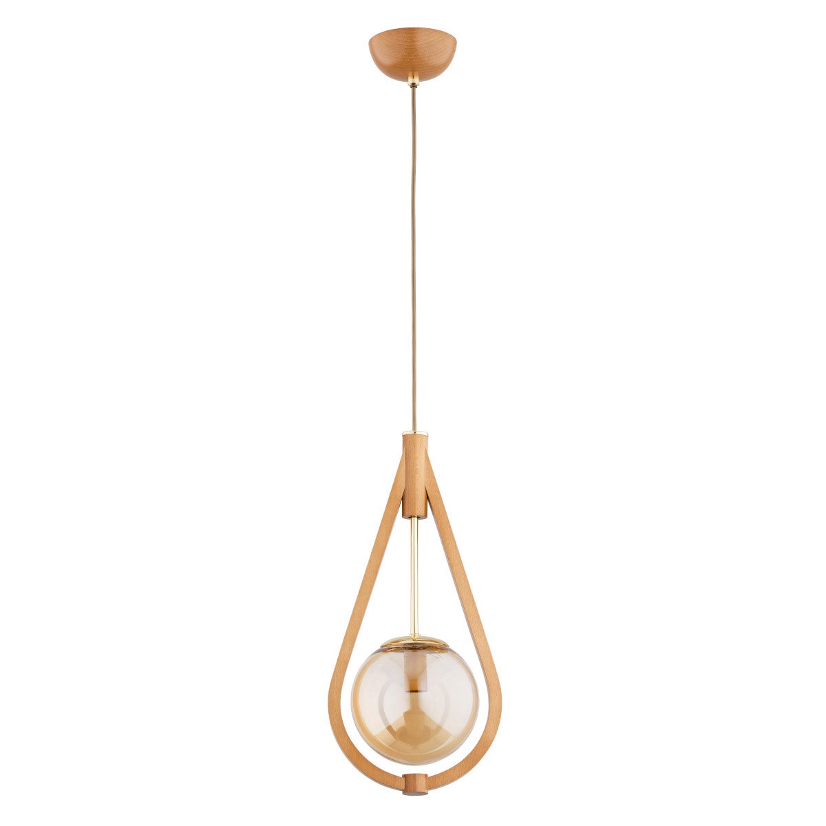 Lampa wisząca Gota jasne drewno-bursztynowy-złota 1xE14x10W wym: 100 x 15 x 21 cm metal Alfa