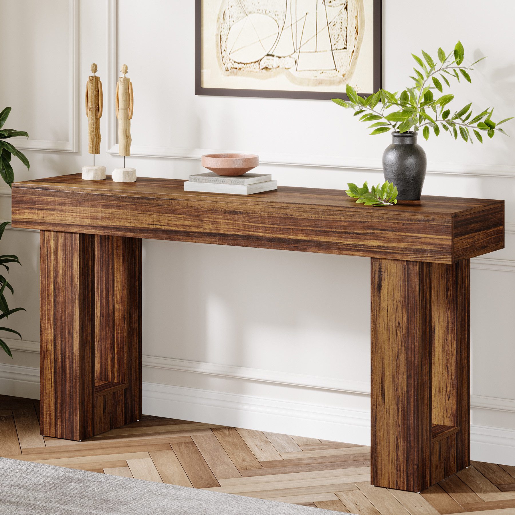 Table console 160 cm Table longue, table de couloir pour entrée - 2