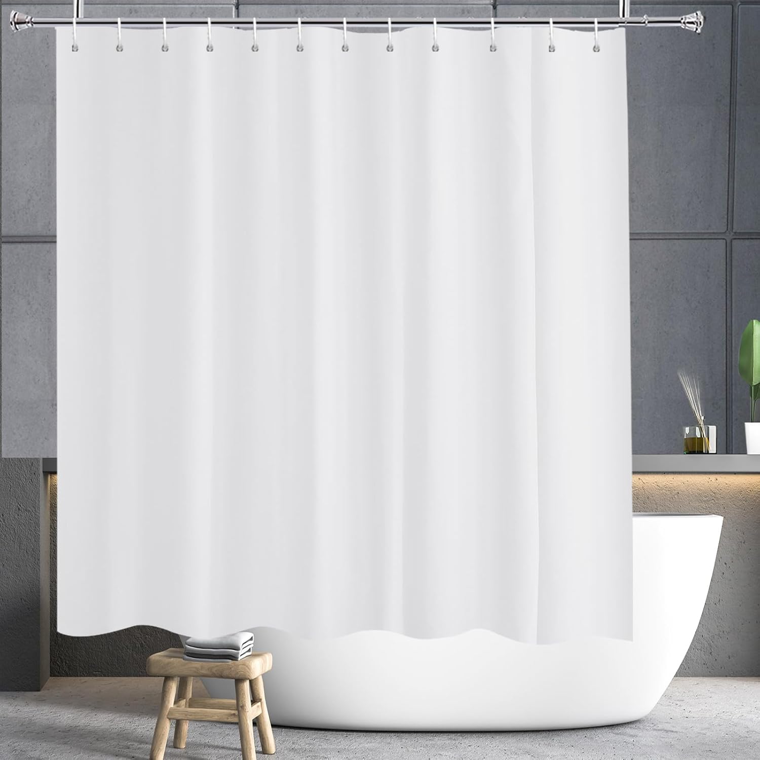 Zasłona prysznicowa 180x200 biała, wodoodporna, antygrzybiczna, z pętelką do zawieszania, szerokość 180 x wysokość 200 cm