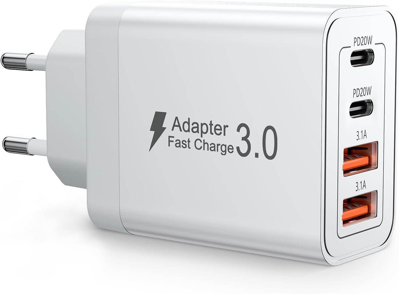 Szybka ładowarka wieloportowa USB C 40 W, gniazdo ładowania USB, zasilacz do telefonów, blok ładujący kompatybilny z urządzeniami iPhone, Samsung, i