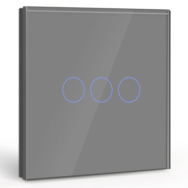 Jednokierunkowy przełącznik dotykowy, biały przełącznik światła z wyświetlaczem LED - nie wymaga przewodu neutralnego, szary