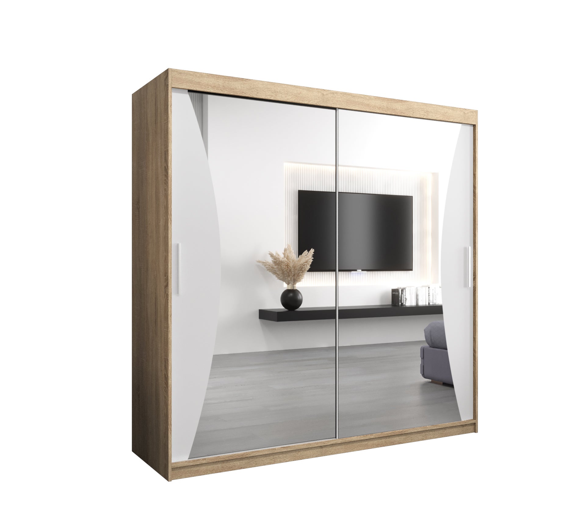 Szafa przesuwna garderoba MONACO 200 x 62 x 200 cm Sonoma + Biały - Abiks Meble