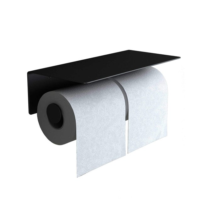 Porte-Papier Toilette Mural Anthracite Mat – Acier 4 Mm, Design Minimaliste, Fixation Solide