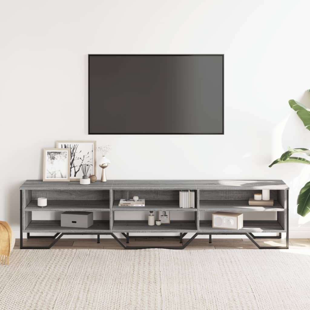 Meuble TV sonoma gris 180x34x41 cm bois d'ingénierie - 3
