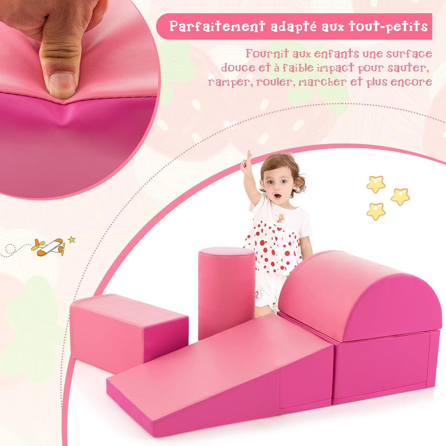 5PCS Parcours Motricité Bébé en Mousse de EPE, Module Motricité Bébé avec Fermeture Clair, Jouets Éducatifs Colorée pour Ramper Grimper - 6