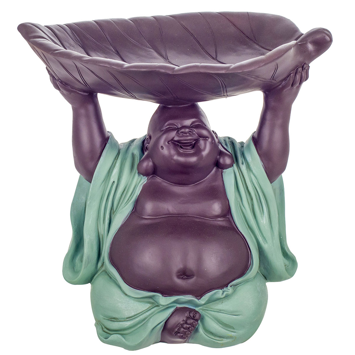 Signes grimalt by sigris - figura buda con plato azul de resina | figura de buda figuras decorativas decoracion salon 24x19x19cm