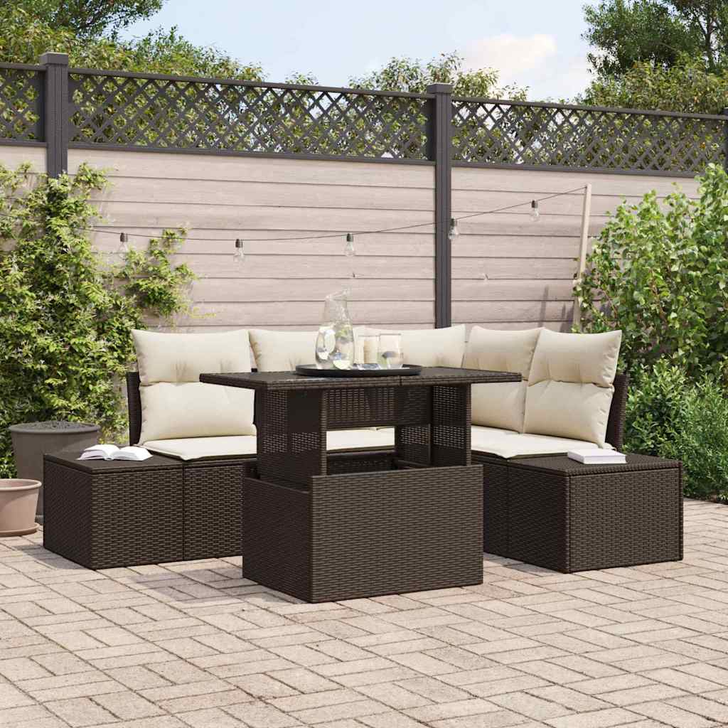 vidaXL Set Divani da Giardino 4 pz con Cuscini Polyrattan Marrone Sofa Esterni