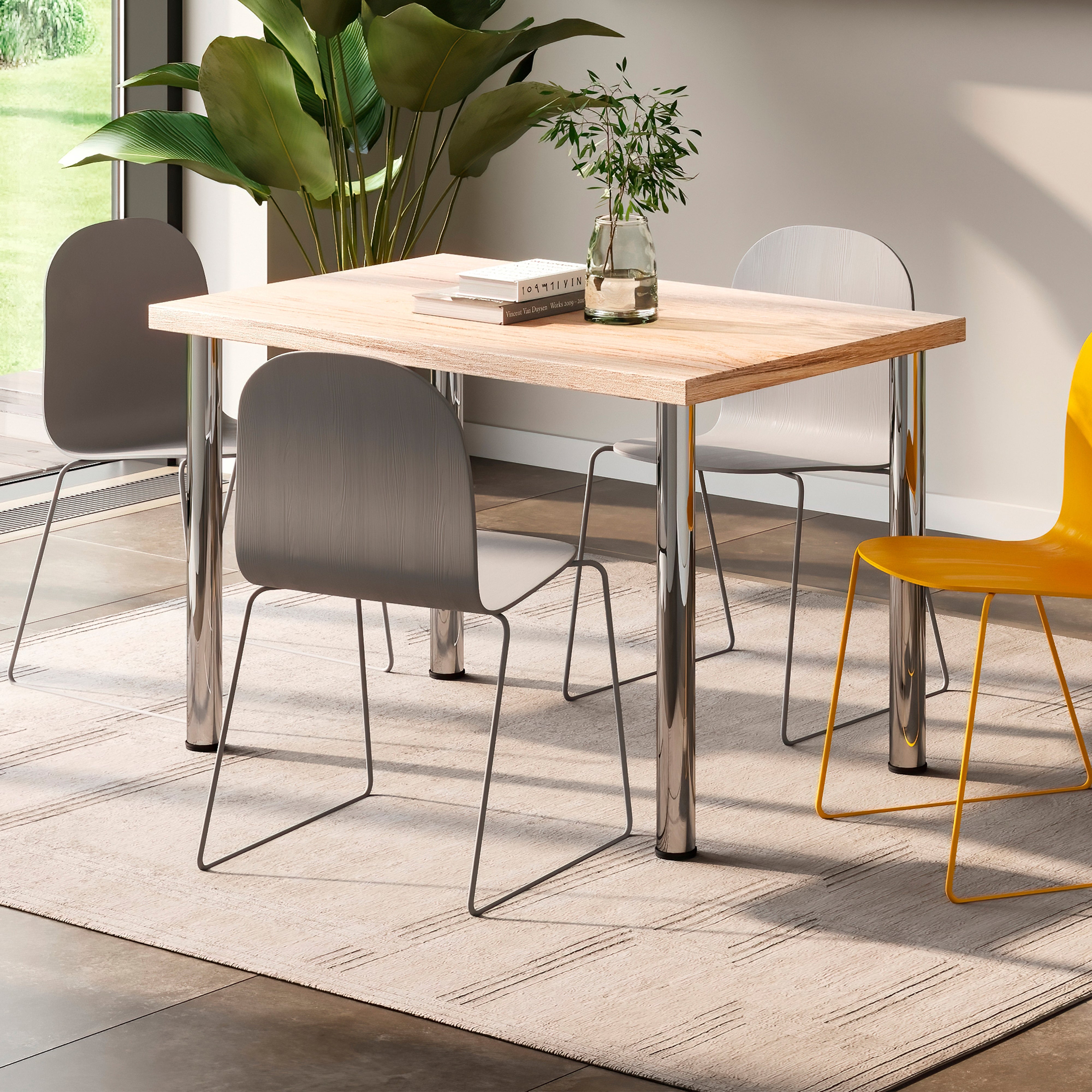 Emuca Lot de 4 pieds de table, diamètre 60mm, H 710mm, Acier, Chromé - 3