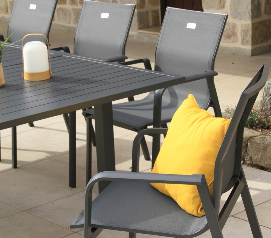 Ensemble table et chaises de jardin - 8 places - Gris Anthracite - GUETHARY - 2