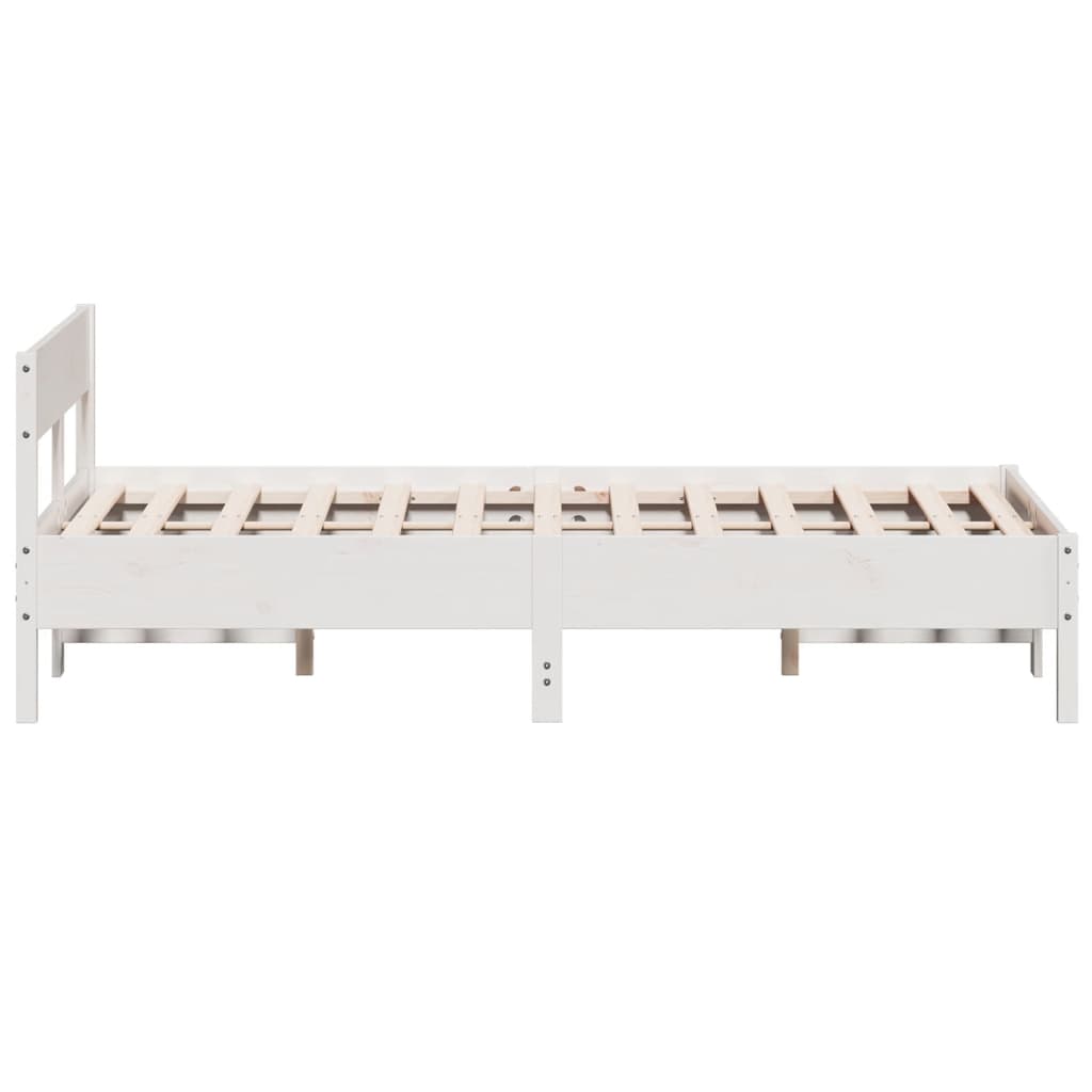Cadre de lit avec tête de lit blanc 150x200 bois pin massif - 5