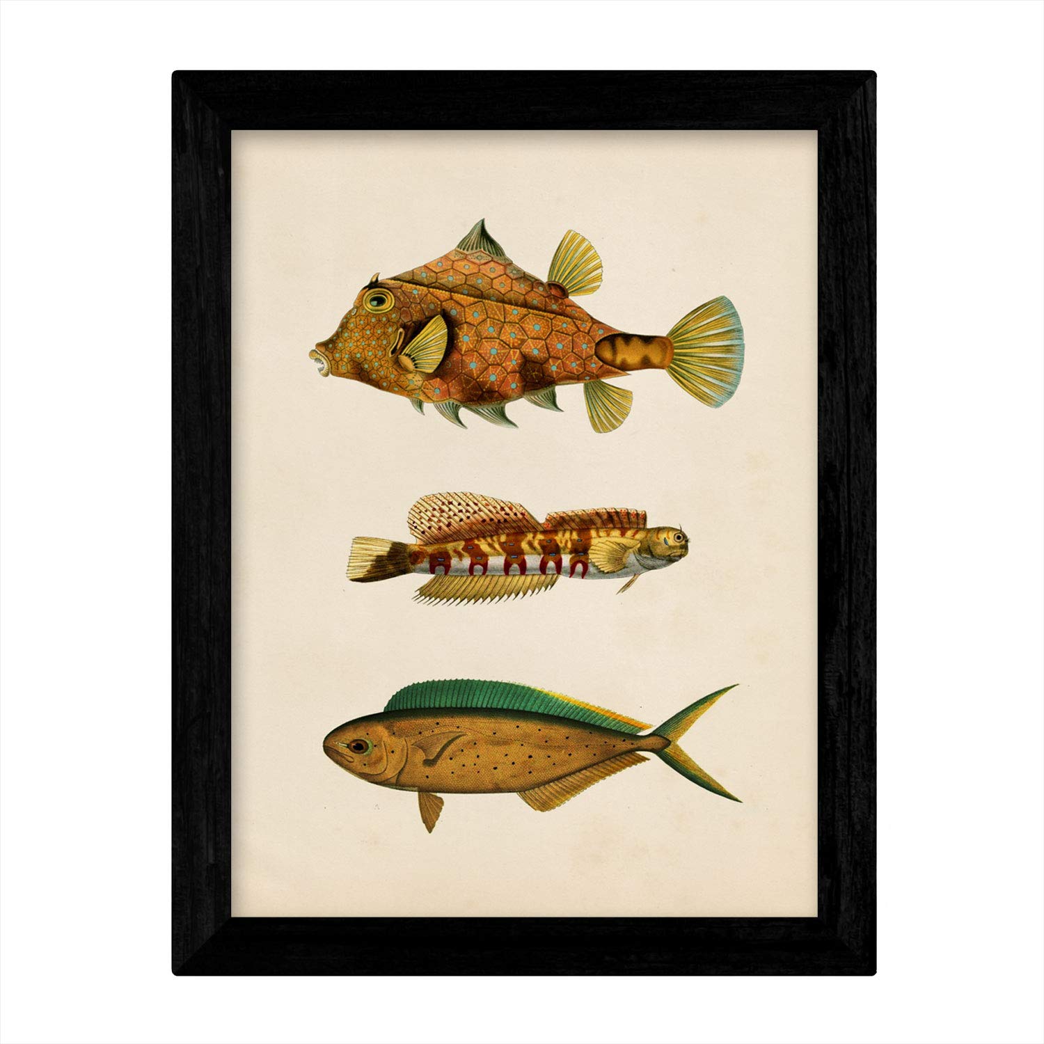 Plaque vintage drôle père fils pêche histoire poisson faux bois résine