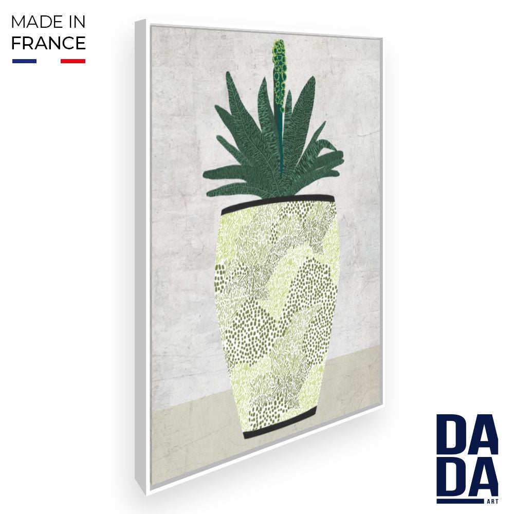 Tableau Déco Sur Toile "Plante En Pot" - Cadre En Bois - Format Carré 28x28 Cm - Multicolore - Neuf - Fabriqué En France