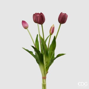 Mandy's Tulipani Artificiali In Poliuretano 20 Steli - Fiori Finti Pesca Per Decorazioni Matrimonio E Casa, 34 Cm