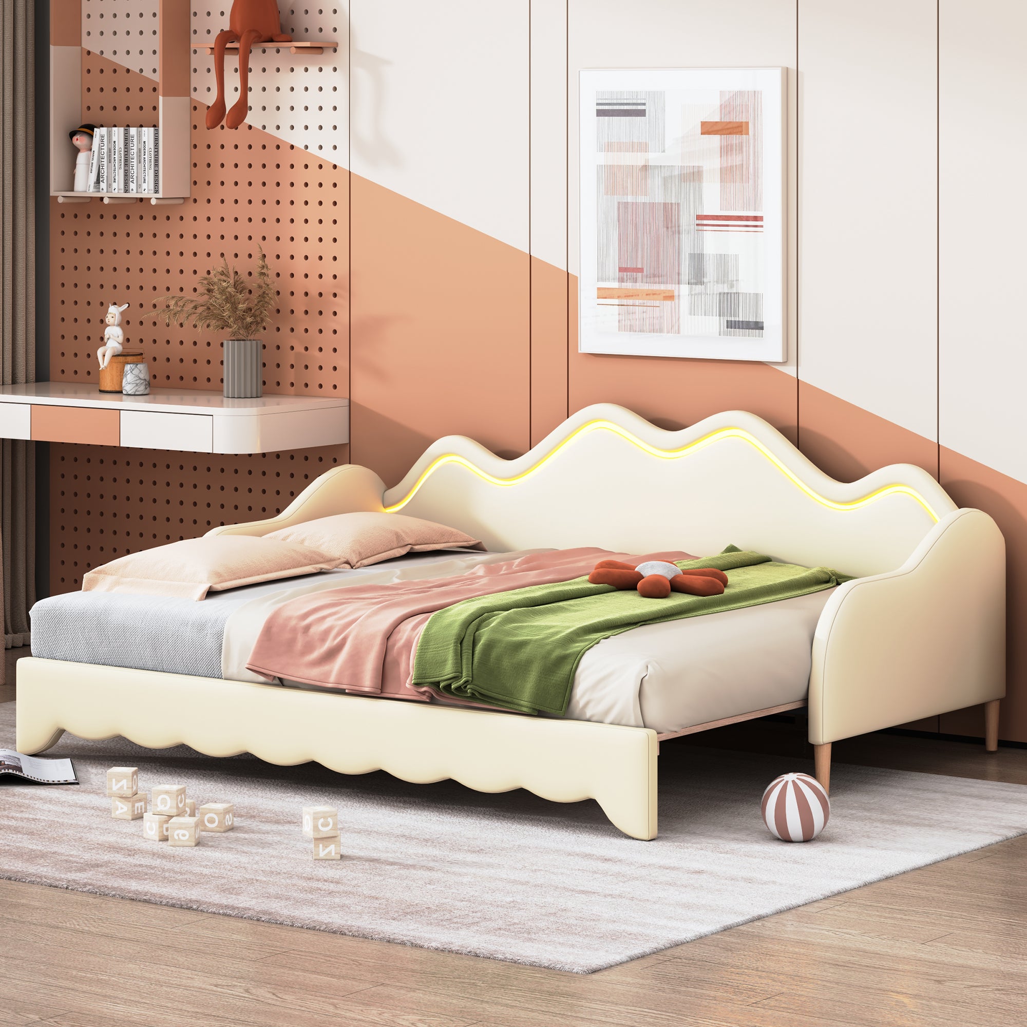 Lit Enfant Blanc 160x80cm Avec Sommier à Lattes Intégré - Bois Pin - Sans Matelas - Neuf