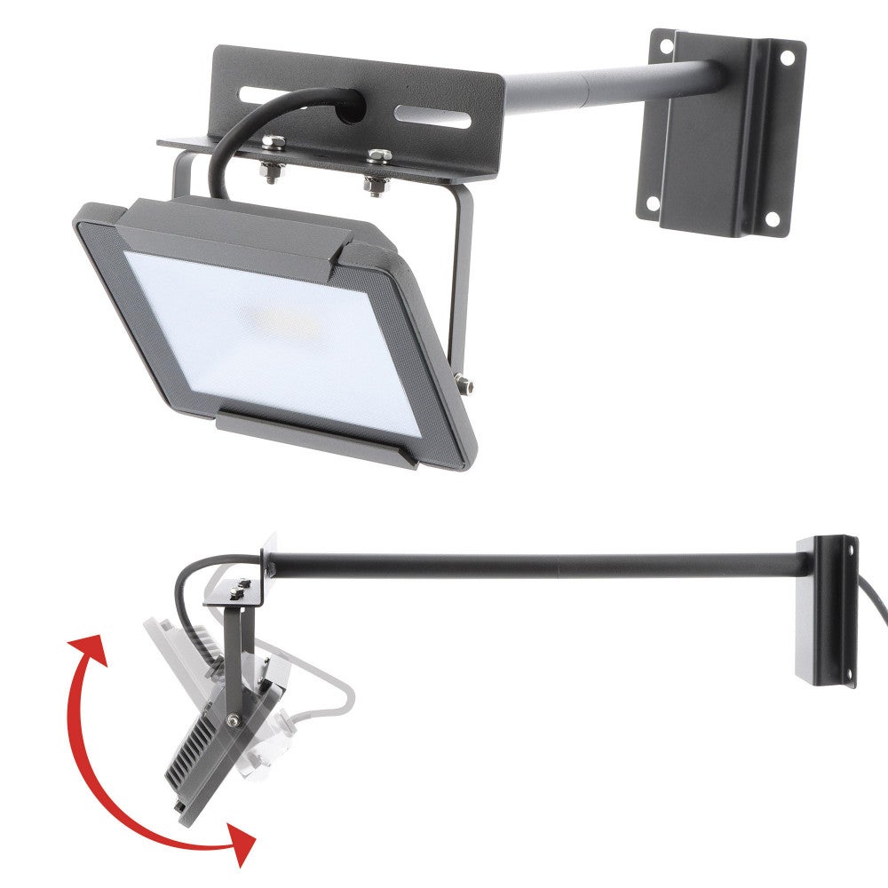Eclairage enseigne - Projecteurs LED 20W extérieur pour Façades magasin - Support Inclinable - bras déporté - Noir - 4