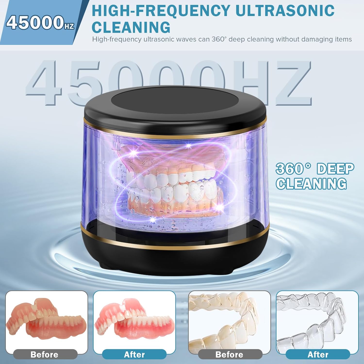 Nettoyeur à ultrasons ultraviolet pour prothèses dentaires, appareil de nettoyage pour tous les instruments (noir) - 2